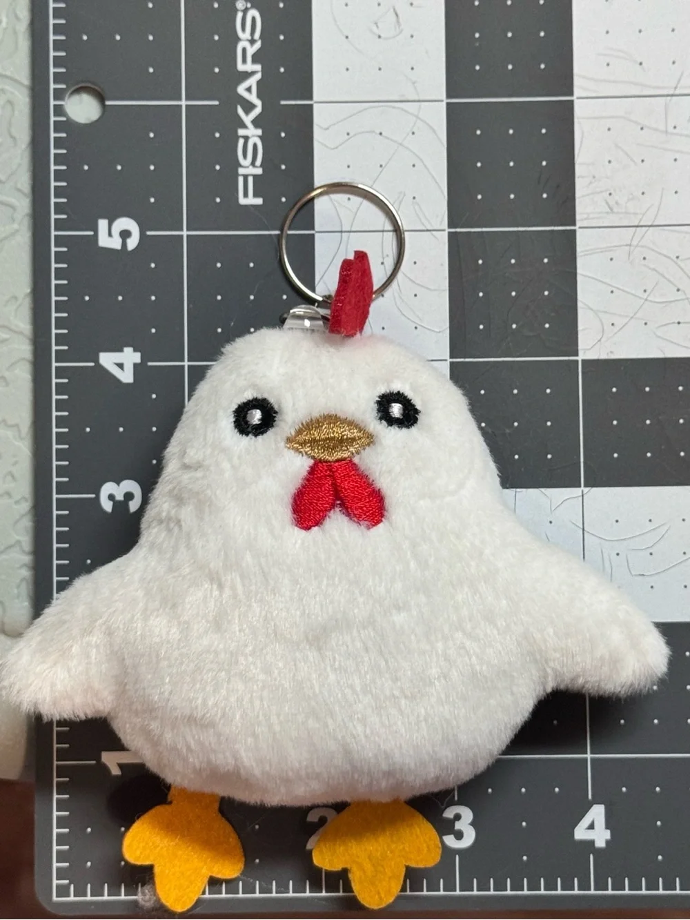 Handmade Gray Plush Chicken Keychain Bag Charm Cute Hen NIP